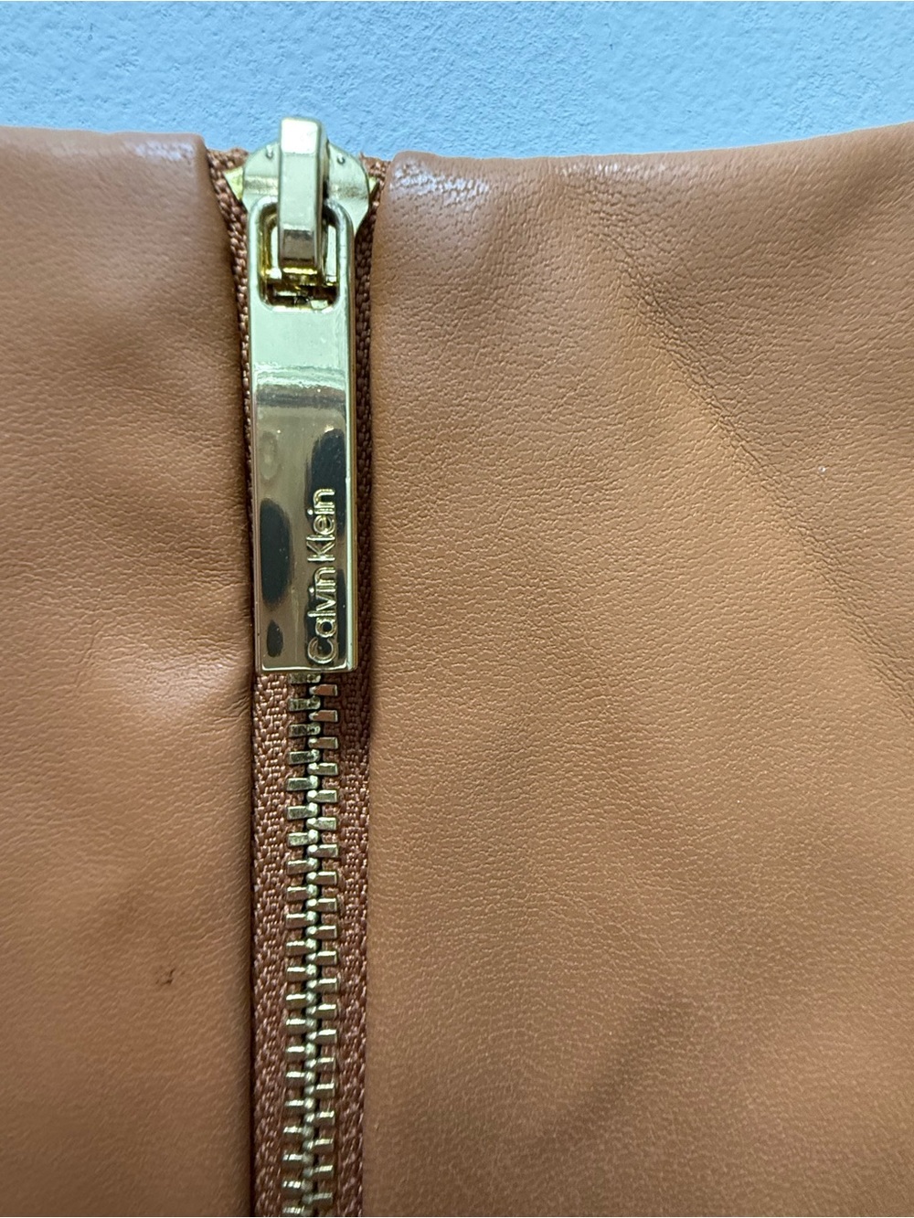 Calvin Klein Camel Faux Leather Dress - Picture 4 of 6